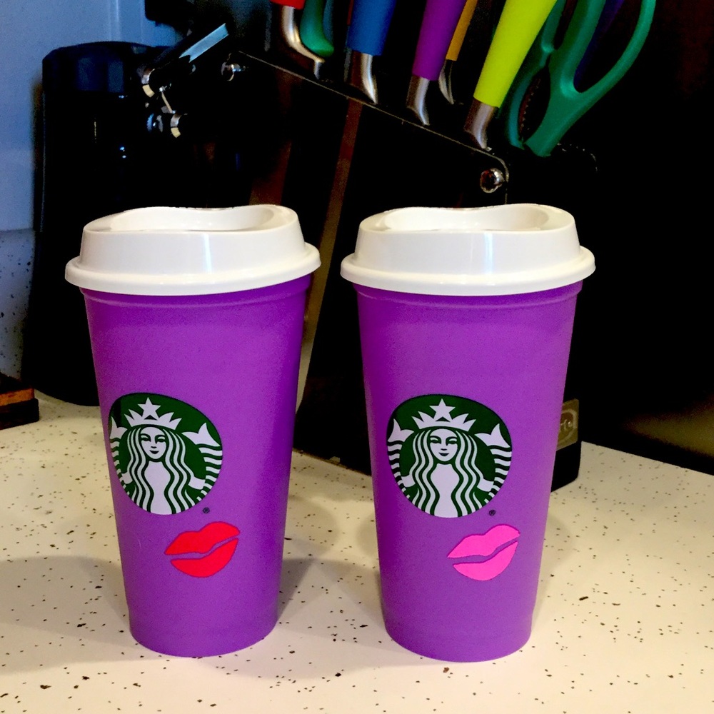 😘  Color Changing LIPS 💋Starbucks Reusable CupKISS 💋